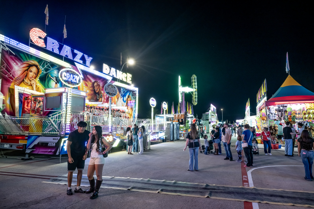 The carnival midway was adorned with light during the Williamson County Fair, held on Wednesday, October 21, 2026. The fair and the Wiliiamson County Rodeo continued through October 24th at the Williamson County Expo Center. Photo by Andy Sharp
