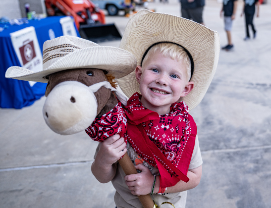 4-year-old Eli Stifflemire, with his horse called Giddy Up, was a participanti in the Stick Horse Parade during the Williamson County Fair, held on Wednesday, October 21, 2026. The fair and the Wiliiamson County Rodeo continued through October 24th at the Williamson County Expo Center. Photo by Andy Sharp