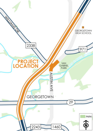A diverging diamond intersection has been under construction since 2020.