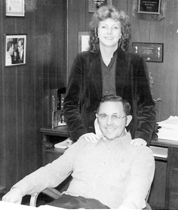 Leo and Vivian Wood in his office in the early 1970s. They came to Georgetown in 1969, where he served as city manager until 1985; he was elected for two terms as mayor. Vivian was executive director of the Georgetown Chamber of Commerce and served as treasurer of Williamson County for 20 years. Together they shaped growth and development in Williamson County. SUN ARCHIVE