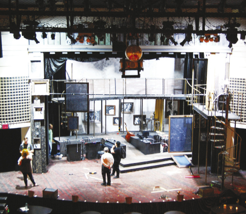 Stage hands and actors put the finishing touches on the Cabaret stage during a Wednesday dress rehearsal. The show is the opening production in the theater’s 2022-23 season.
