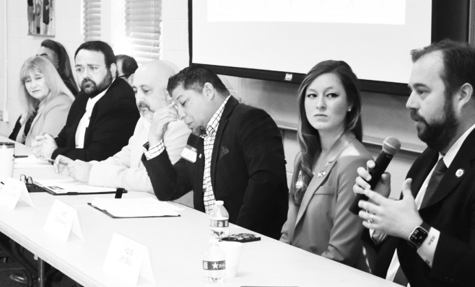Candidates speak at the Williamson County Retired Teachers Association forum earlier this month.