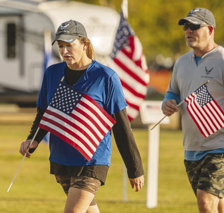 Christie and Wade Wheeler, both Air Force veterans, were among the first to complete the 5K Nathan Chapman Honor Walk Saturday, November 5. This walk was hosted by the Georgetown Sertoma Club.