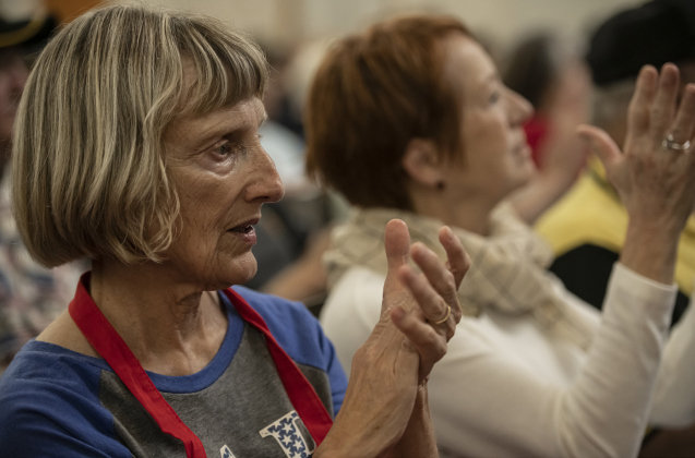 Navy veteran Linda Fisher, 68, left, and Army veteran Diane Klutz, 74, were among the attendees.