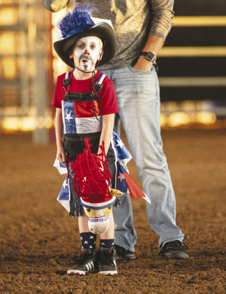 Brady Sander, 5, was ready for action in the fair’s stick-horse competition.
