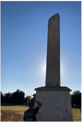 The obelisk stands 22-feet high and is made of Cordova Cream limestone.