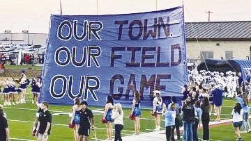 A photo circulating online shows a banner used at Friday’s game.