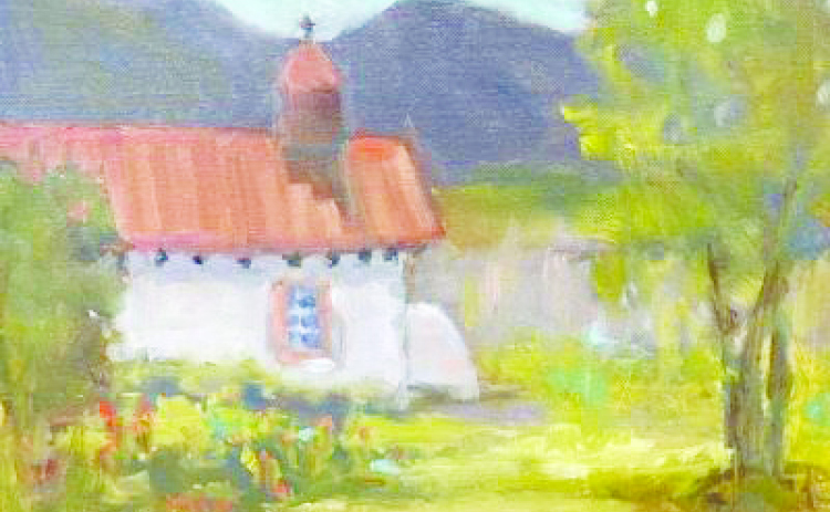 “Quiet Church” by Rhonda Hosteter is on display at Healing Arts Gallery through January 6.