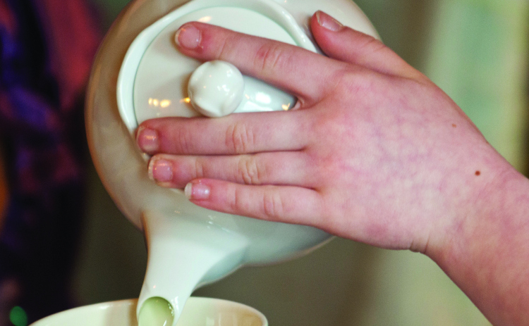 Regan Dansen pours herself a cup of tea at the tea party January 8, 2012.  (Sun Archive)