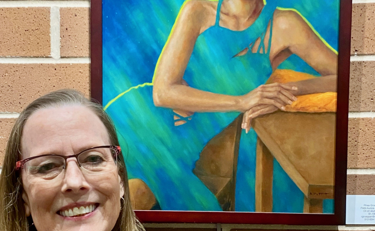“Aurora Borealis” by Rhea Pettit, a contemporary realism painter, is part of the “Spice of Life” exhibit at the Georgetown Public Library through February 15. (Photos by Ellen Greeney)