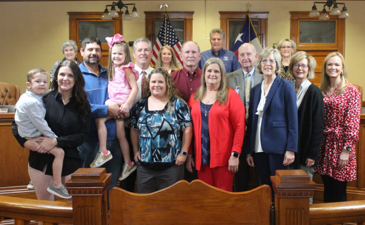 Wanda Davidson was recognized in commissioners court January 17. Her friends, family and former co-workers were there to support her. (Courtesy Williamson County)