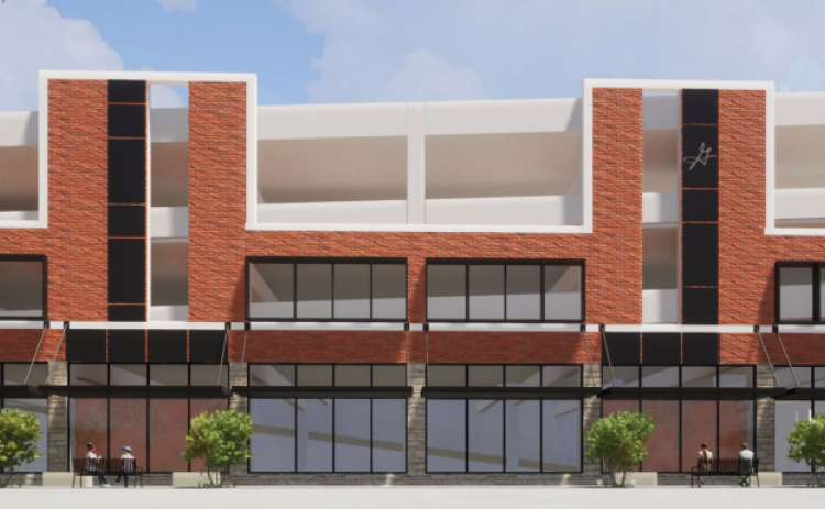 A rendering shows a proposed design for the downtown garage, with commercial space on the ground floor.  (COURTESY THE CITY OF GEORGETOWN)