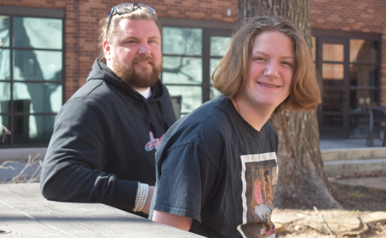 Cody Ivins and his family are spreading the word about the dangers of fentanyl, which killed his son Layton in January. Cody sits here with his son Kylon, 15, who was Layton’s younger brother.