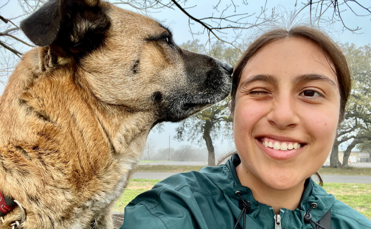 Selena Almaraz works with Glory, one of the Level 3 dogs at the Georgetown Animal Shelter.