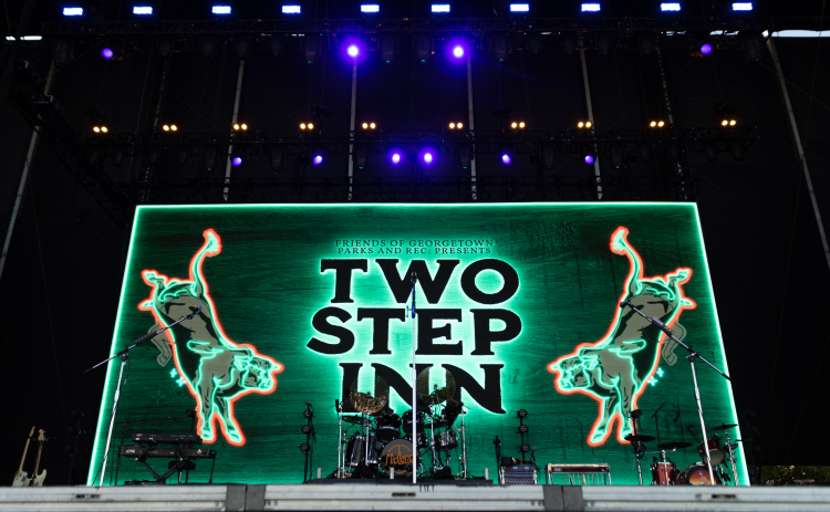 The Two Step Inn stage stands ready for the band Midland.