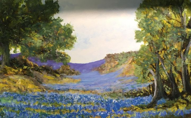 One of Judy Coupland’s originals on display at the Texas State University Round Rock campus.