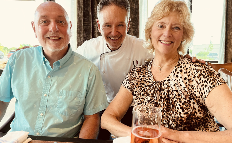 Jan Hanson, Chef Stephan Pyles, and Jim Leslie at Alma.