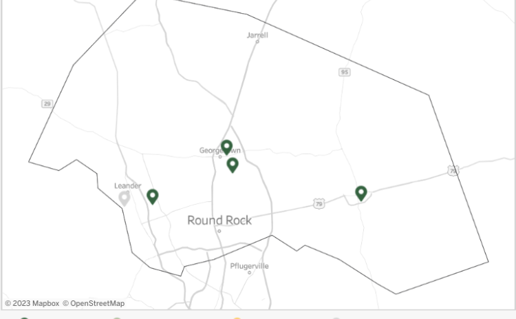 Map of all the animal shelters in Williamson County. Courtesy Best Friends Animal Society