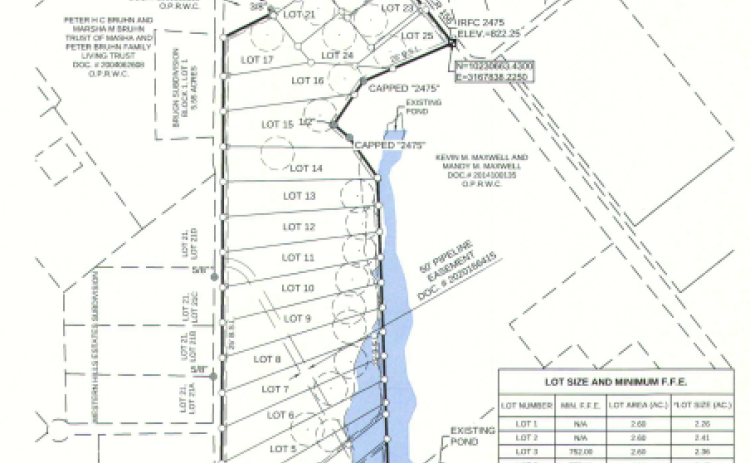 Plans show the finalized lots for Wier View Estates. Illustration courtesy of Henderson Professional Engineers.