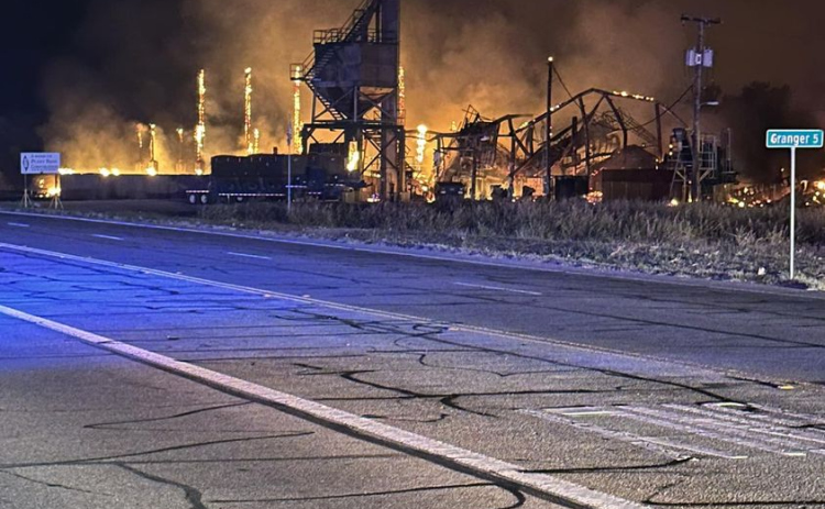 American Plant Food Corporation on fire in Bartlett. Photo courtesy of Williamson County Emergency Services.