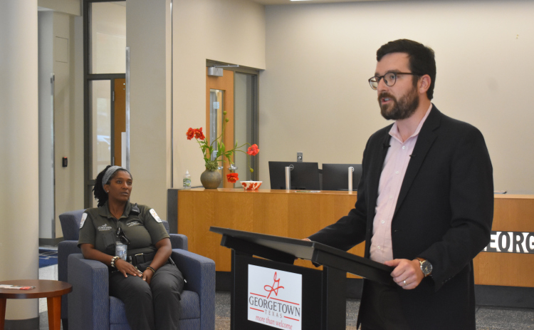 Jackson Daly, Assistant Director of Public Works for the City of Georgetown, appeals to the community to foster or adopt healthy dogs to create space to isolate sick dogs.