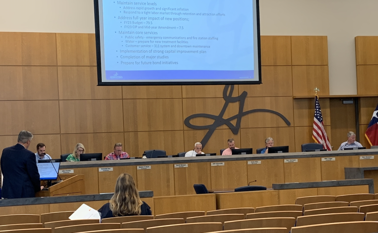 City Manager David Morgan presents the proposed budget to the City Council. (Photo by Kaitlyn Wilkes)