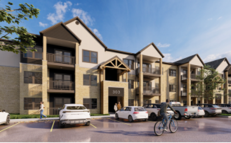 Mock-up shows The Preserve at Mustang Creek in Hutto. The apartment complex is set to open in 2024.   Illustration courtesy of LS Black Development.