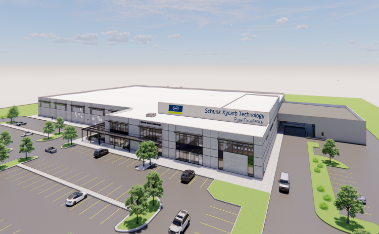A rendering shows the exterior of the future Schunk Xycarb Technology building, which will be located at 200 Velocity Drive. (Photo courtesy Scott Lingren)