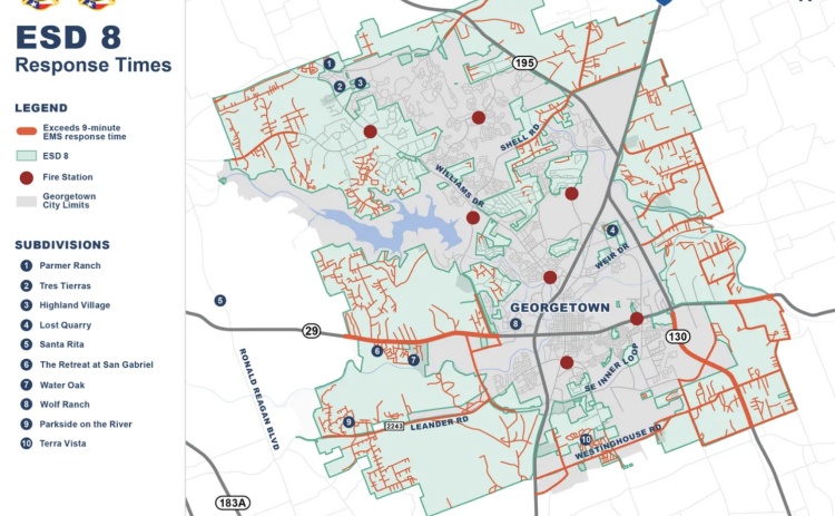 The three proposed new fire stations would help reduce response times in areas where the response times are more than 9 minutes. (Photo courtesy ESD 8)