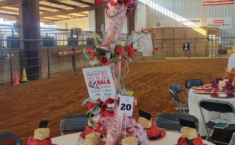 Burning the Ride on Center for Kids Cowgirl Brunch, tables are decorated by the attendees in a competition. Courtesy of ROCK.