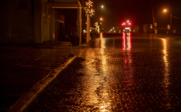 Granger's vintage brick West Davilla Street was covered in heavy rain on Tuesday, January 2, 2024.