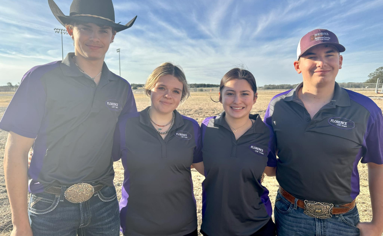 Florence High School’s Future Farmers of America Meat Judging Team placed seventh out of 69 at the Fort Worth Stock Show and Rodeo’s 4-H/FFA Meat Judging Contest. Photo courtesy of Florence ISD.