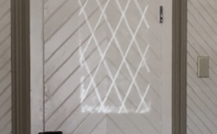 The stencils on the windows created shadows that could be seen on the inside of the center. (Courtesy Kathy Sellers)