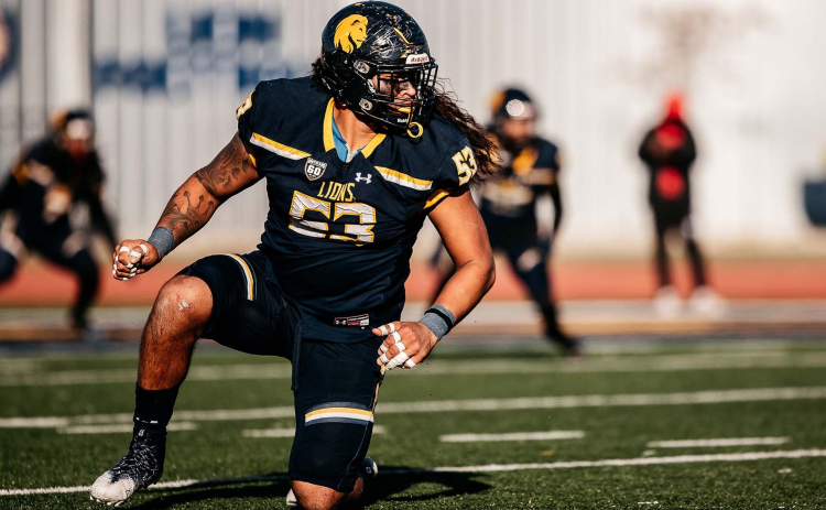 Former East View High School graduate Levi Drake Rodriguez is projected to be a sixth or seventh round pick in this week’s NFL Draft. In college, Rodriguez played on the defensive line at Texas A&M University-Commerce and Southwestern Assemblies of God University.   Photo courtesy of Texas A&M Commerce Athletics.