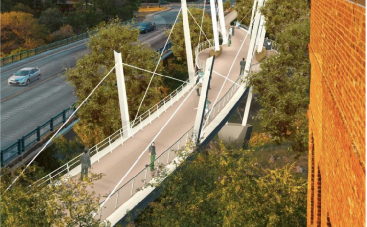 Georgetown City Council is now pursuing the design for the Austin Avenue pedestrian bridge that includes spires as opposed to the cheaper option it previously considered. (Courtesy City of Georgetown)
