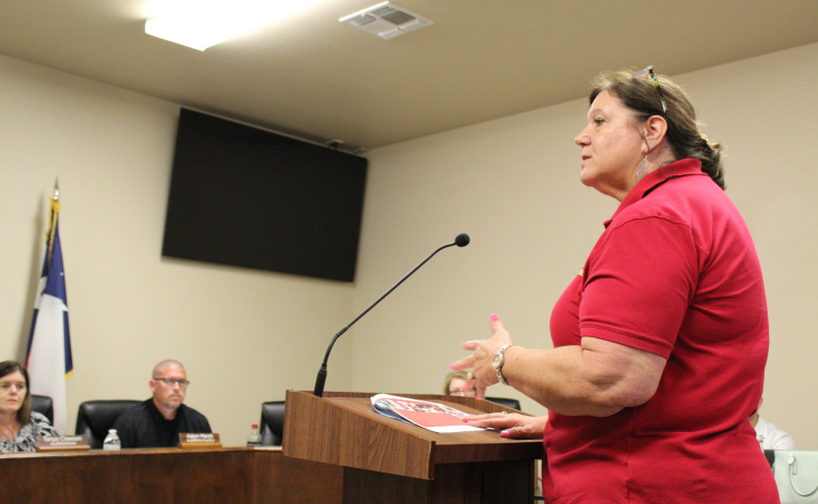 Library Director Susan Gregurek gives an update about the Jarrell Community Library and Resource Center to the Jarrell City Council on June 4.