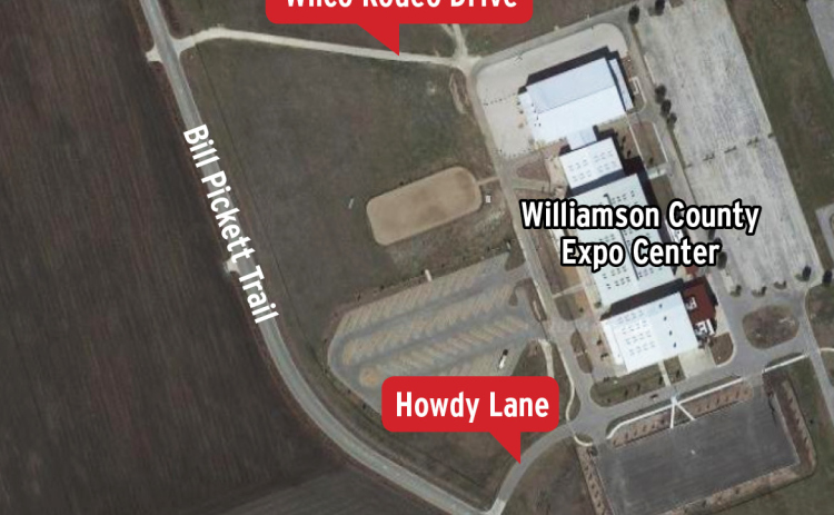 Map shows the names and locations of the new roads at the Williamson County Exposition Center. Illustration by Matthew Brake.