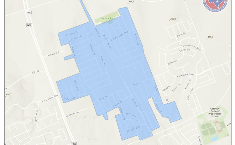 This map shows where mosquito control spray was sprayed on July 12 and 13 to prevent more West Nile virus positive mosquitoes.  (Courtesy Williamson County and Cities Health District)