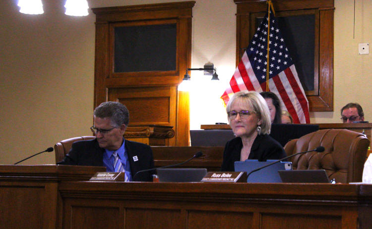 County Commissioner Valerie Covey of Precinct 3 presents the current state and expansion ideas for the County Jail and Justice Center during the August 20 commissioners court meeting. Photo by Nalani Nuylan.