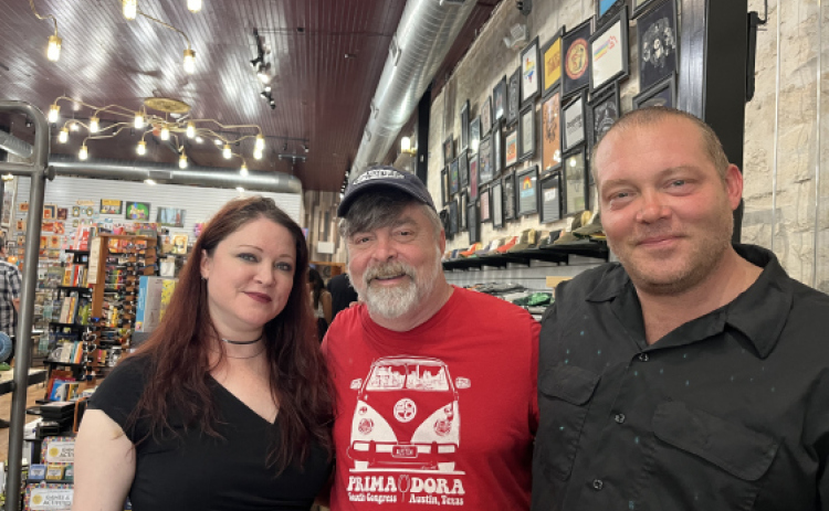 Prima Dora co-owners, from left, Melody English, Alan Barnette and Nathan English stand inside their new space on the Square. Photo by Abbey Archer