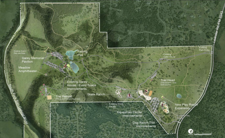 A map of Garey Park shows where the amenities are and how the city balances activities and natural spaces. (Courtesy City of Georgetown)