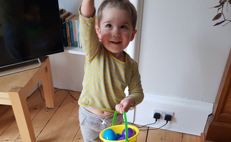 Linda Dwyer's grandson, Simon, finds eggs on Easter.
