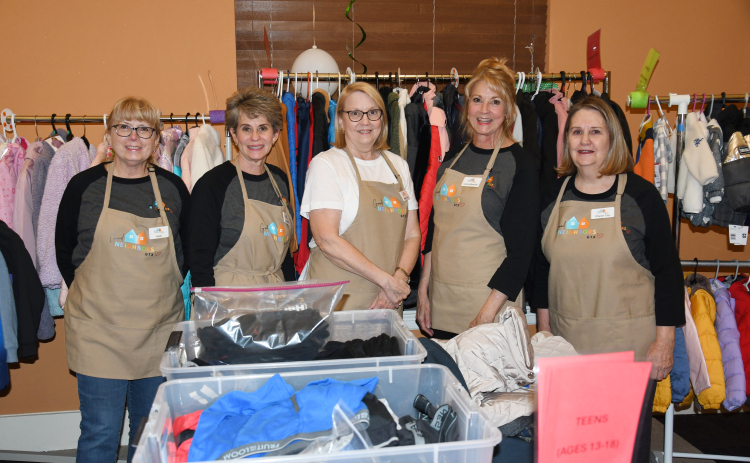 From left, Susan Cox, Liz Issleib, Becky Scogin, Carrie Marshall, Cheryl Coy of Good Neighbors GTX. (Courtesy Carrie Marshall.)