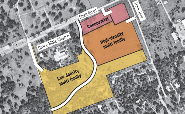 The roadways through the development are currently conceptual as they will have to meet road spacing standards set by the city’s Unified Development Code.