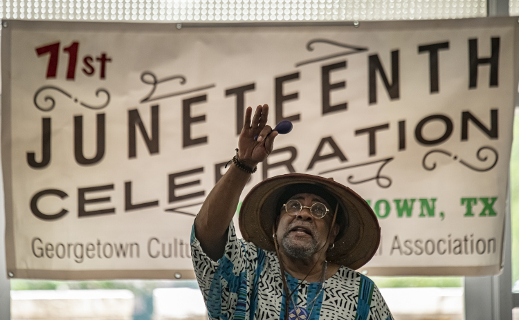 Glenn Towery, Chairman and Founder of Veterans Suicide Prevention Channel, was the keynote speaker at Georgetown's 71st Juneteenth celebration, held Saturday, June 17, 2023 at the Georgetown Community Center in San Gabriel Park.   The event is sponsored by the Georgetown Cultural Citizen Memorial Association. Sun Archive.