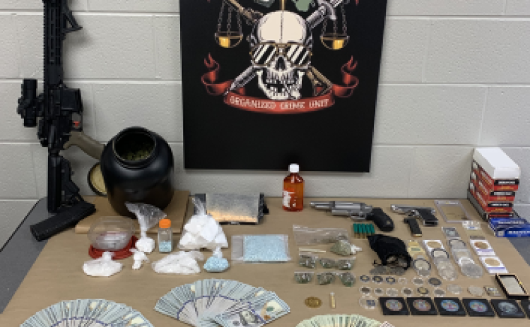 Approximately $27,000 in cash, five ounces of suspected methamphetamine, 10 ounces of suspected cocaine and seven ounces of suspected fentanyl were seized by the Sheriff’s Office, May 21. Photo courtesy of the Williamson County Sheriff’s Office.
