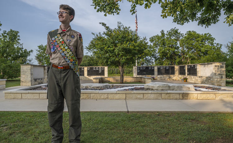 Trevor Suggs, 16, a member of Scouting America Troop 405, is pictured at the scatter garden he helped build at Georgetown’s IOOF Cemetery on Saturday, May 31. (Photos by Andy Sharp)