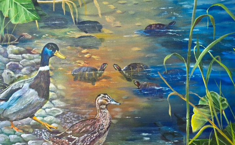 Jamie Bevans’ “The Social Event” was awarded Best of Show at the annual Art Hop.