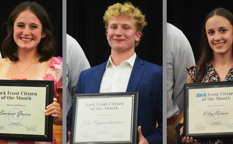 From left, Jack Frost Citizen of the mont winners Emerson Guerra, Gus Papaconstantinou and  Kiley Eisman.