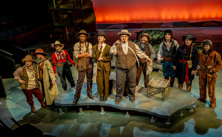 The cast of Men on Boats performs at Southwestern University. Photo by Anthony Warner